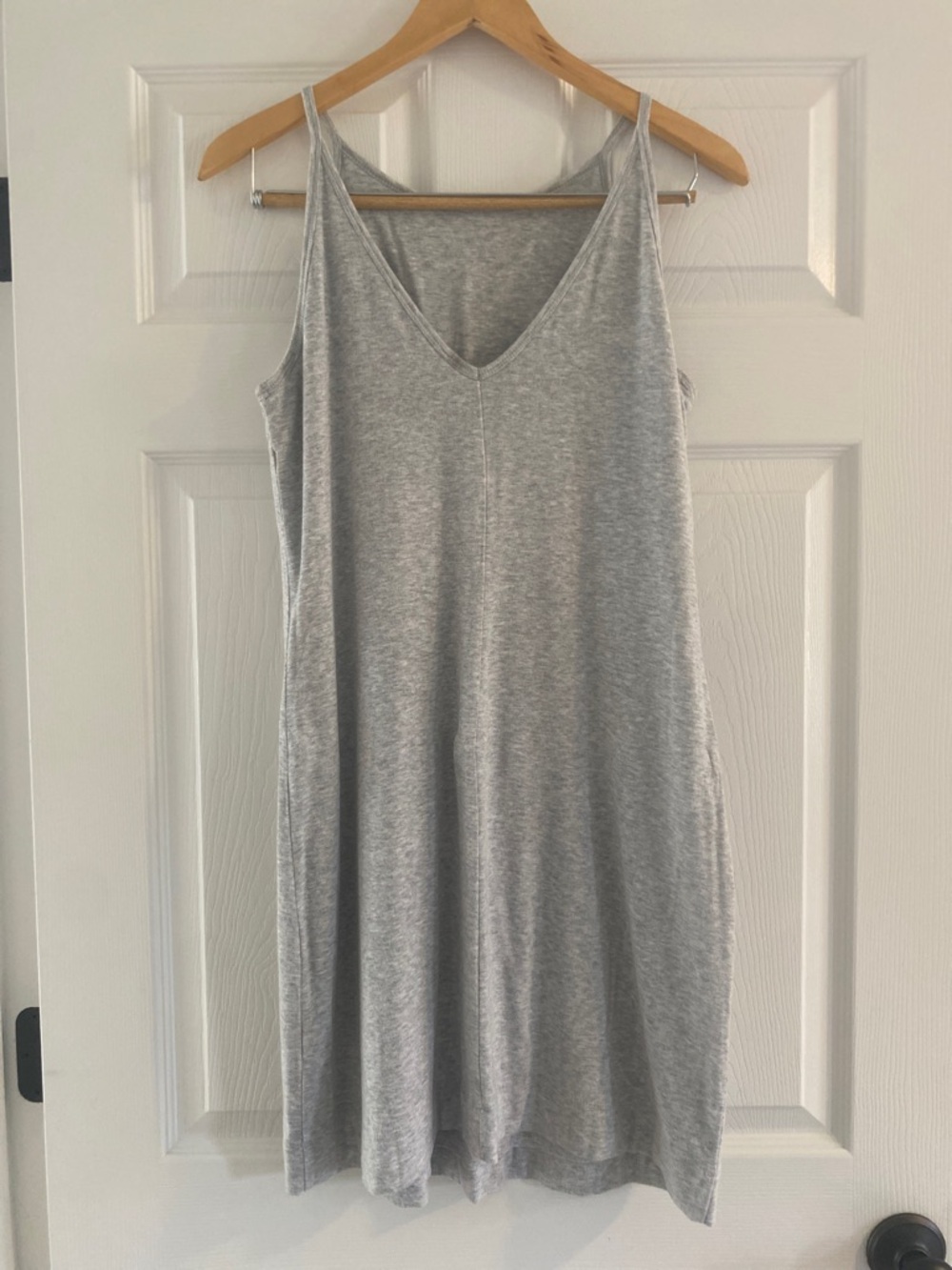 White House Black Market Light Gray V-Neck Sleeveless Slip Dress